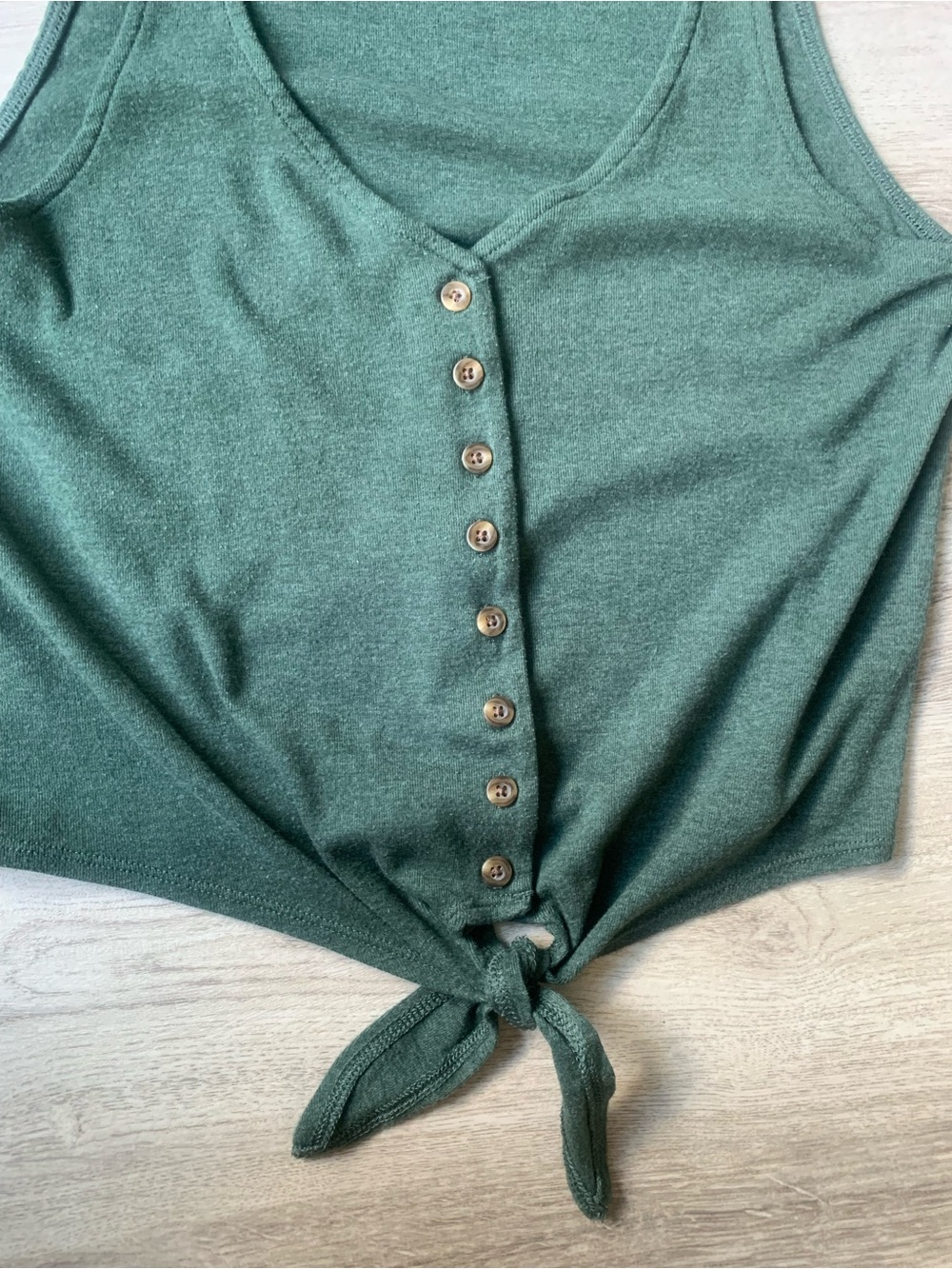 American Eagle Outfitters Button Front Tank with tie hem green size medium - Picture 5 of 8
